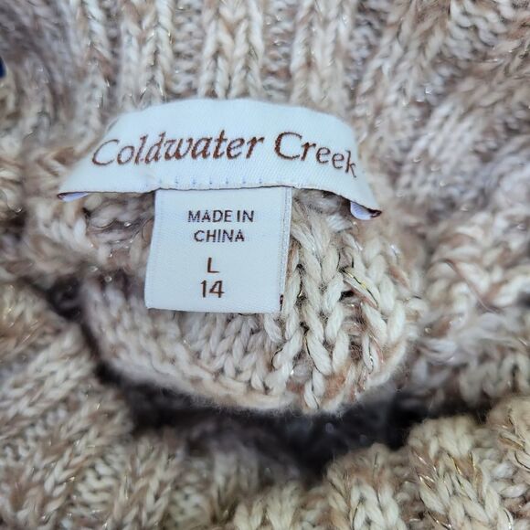 Coldwater Creek Ladies  Pullover Turtleneck Oversized Knit Sweater,  Large Brown - Picture 9 of 13